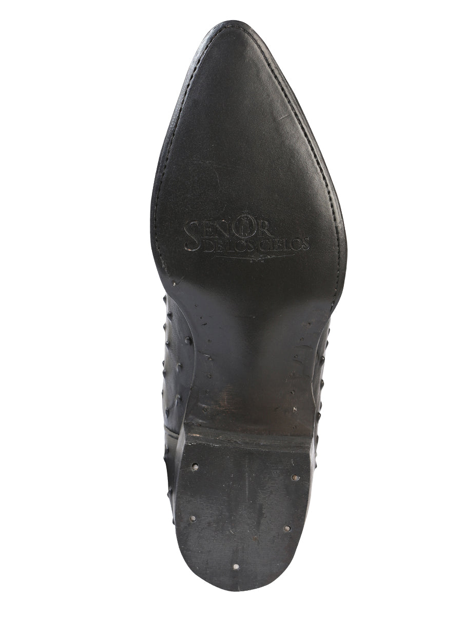 Botas Vaqueras Hombre El Señor de los Cielos - Imitación Piel Avestruz - Negras 40836