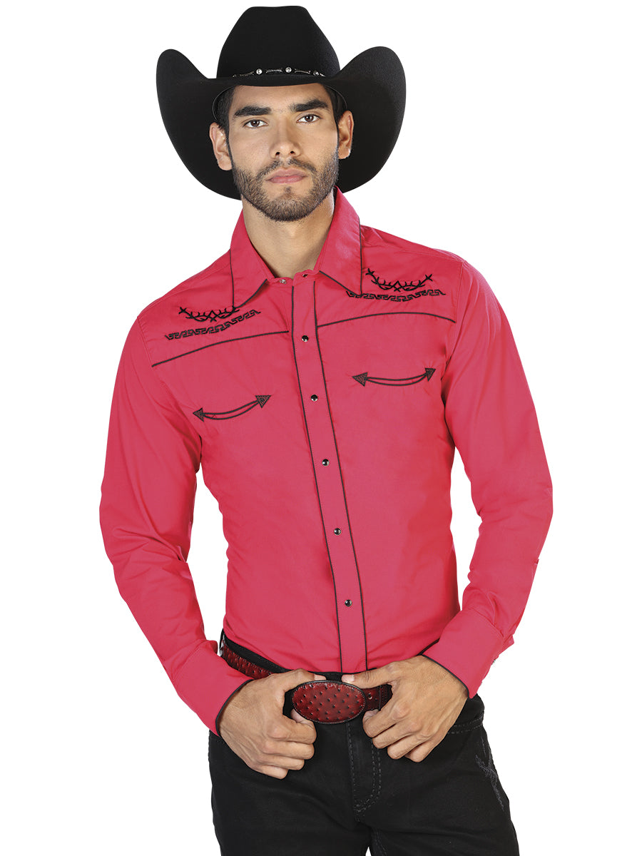 Camisa Western roja de manga larga 42952