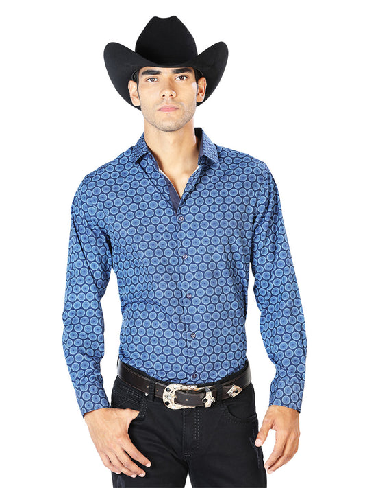 Navy Blue Casual Long Sleeve Shirt 43550