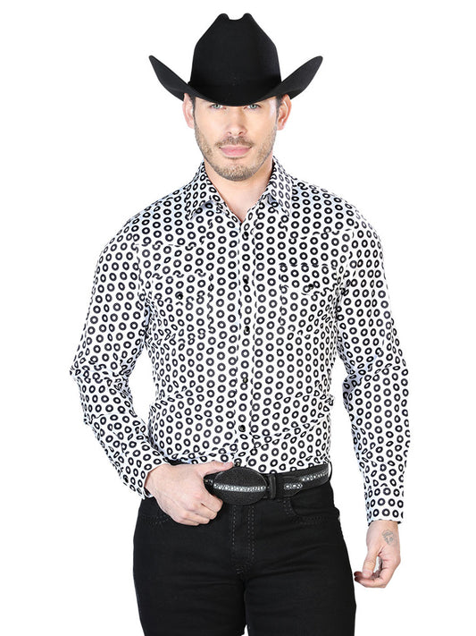 Camisa casual de manga larga blanca y negra 43938