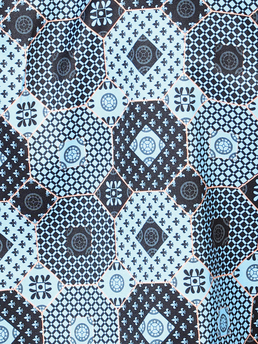 Camisa casual de manga larga con estampado azul 43963