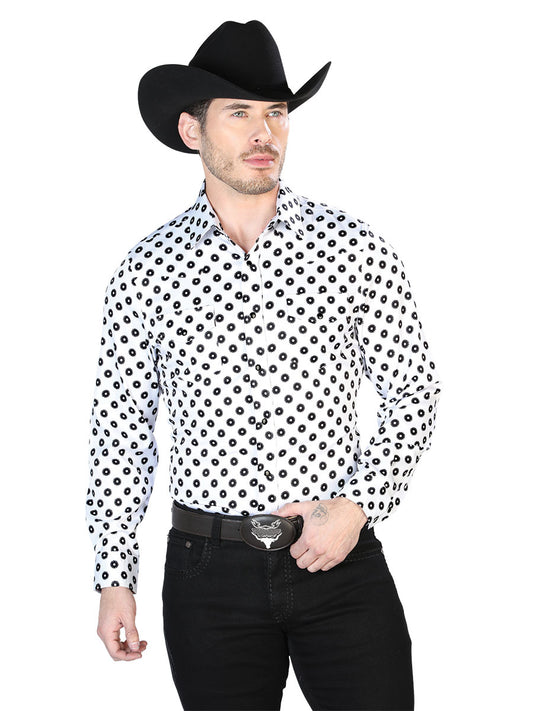 Camisa casual de manga larga blanca y negra 43964