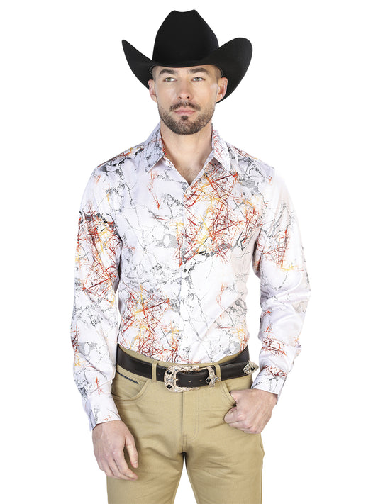 Camisa informal blanca de manga larga 43993