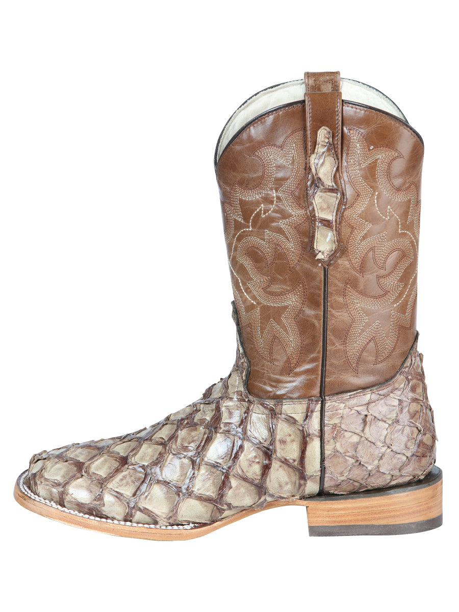 El General Men's Exotic Monster Fish Rodeo Boots - Cream 44114