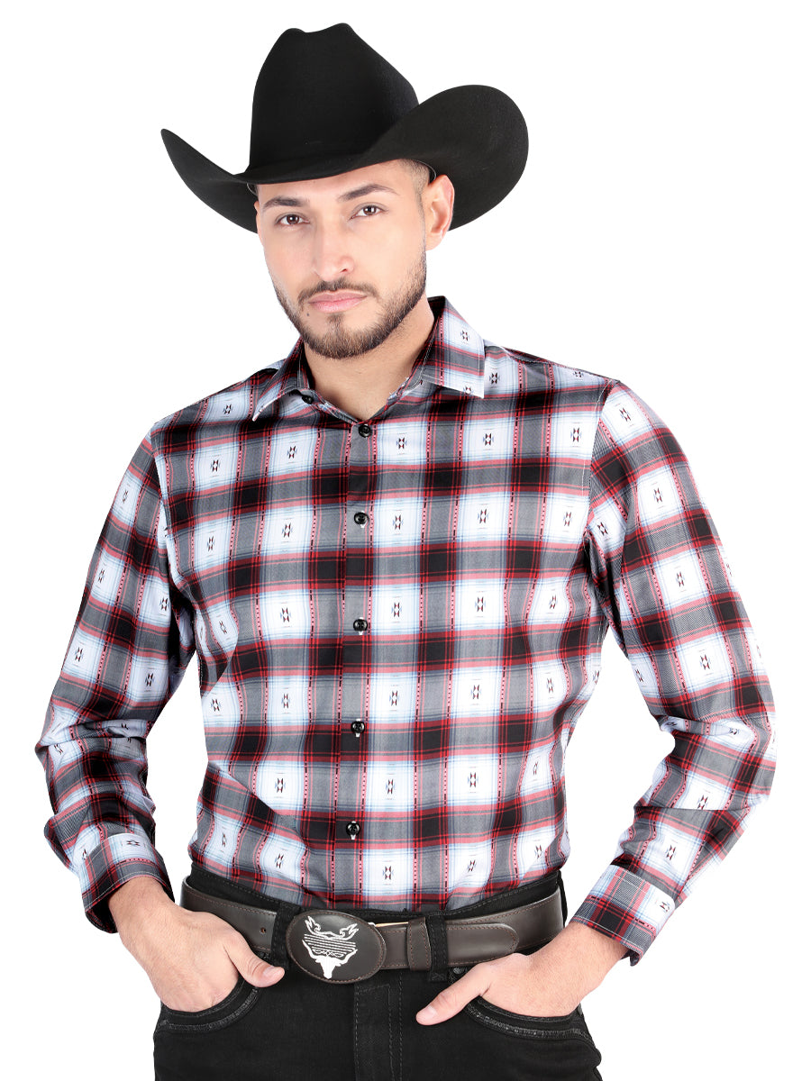 El General - Casual Long Sleeve Shirt -  Black/Red 44701