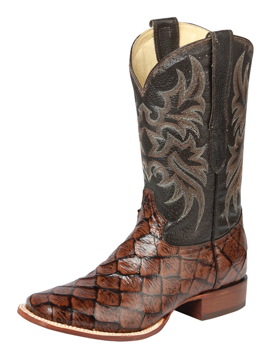 El Señor de los Cielos Men’s Rodeo Boot - Monster Fish Imitation  Leather - Brown 44931