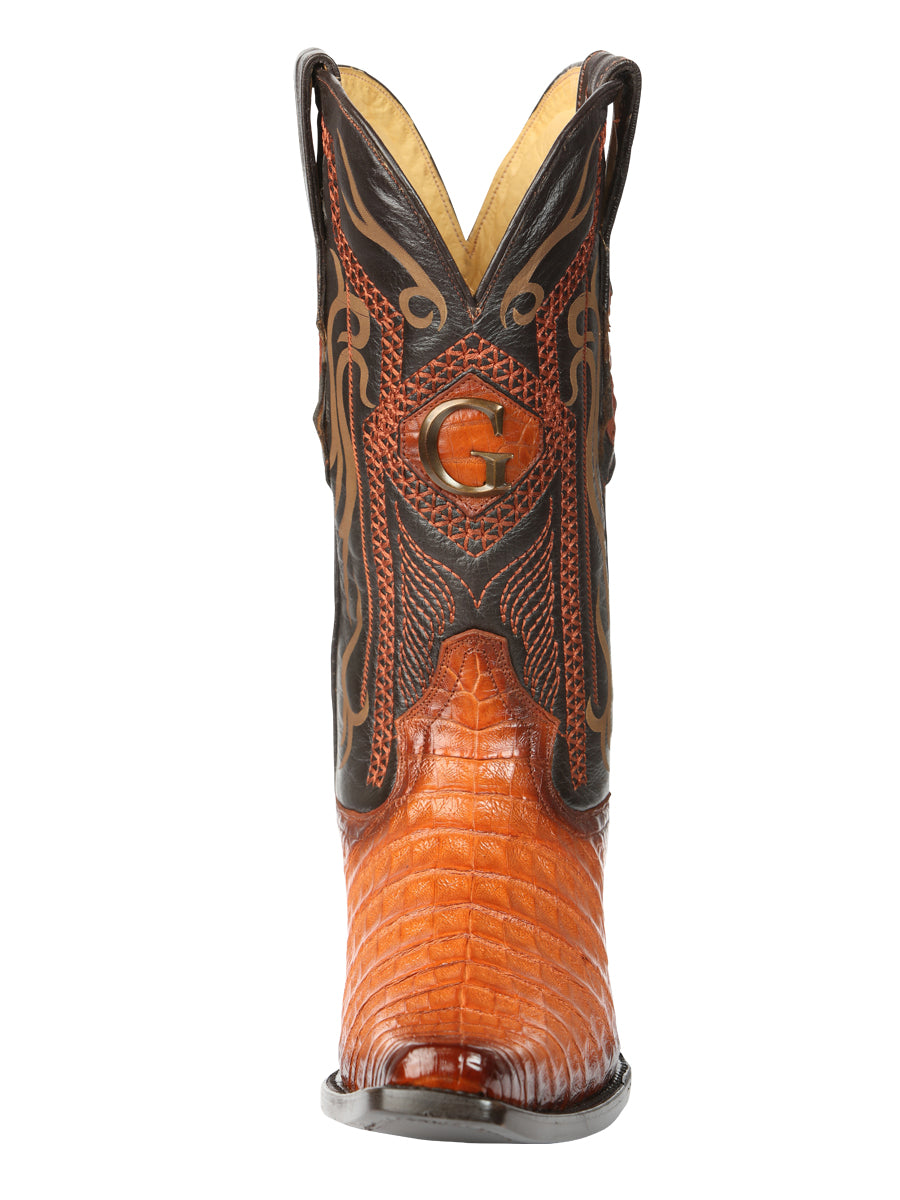 El General Men's Exotic Caiman Belly Cowboy Boots - Cognac  45080