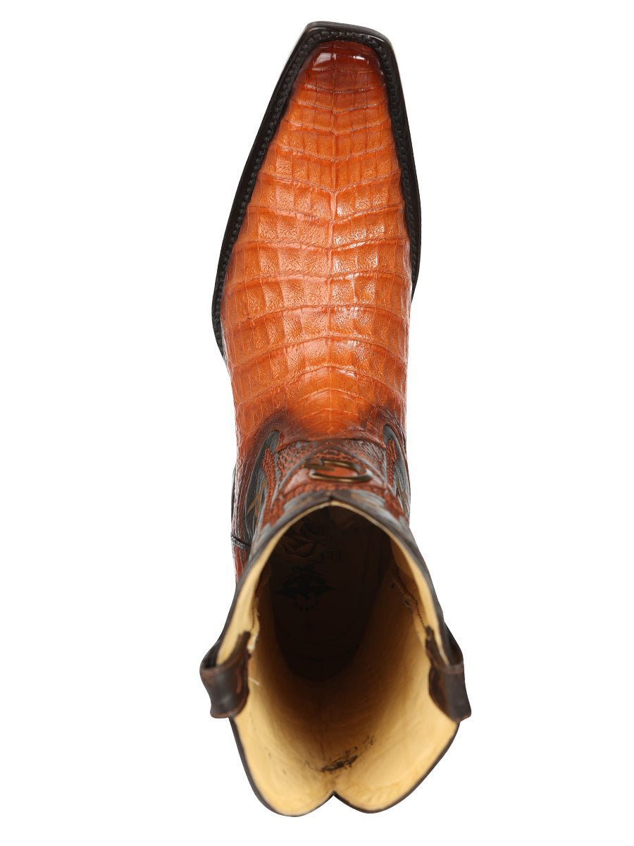 El General Men's Exotic Caiman Belly Cowboy Boots - Cognac  45080