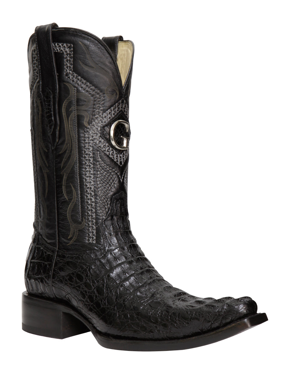 El General Men's Exotic Caiman Nuca Cowboy Boots - Black 45081