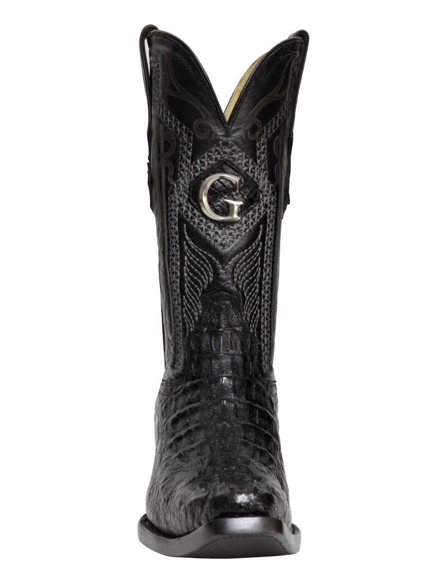 El General Men's Exotic Caiman Nuca Cowboy Boots - Black 45081