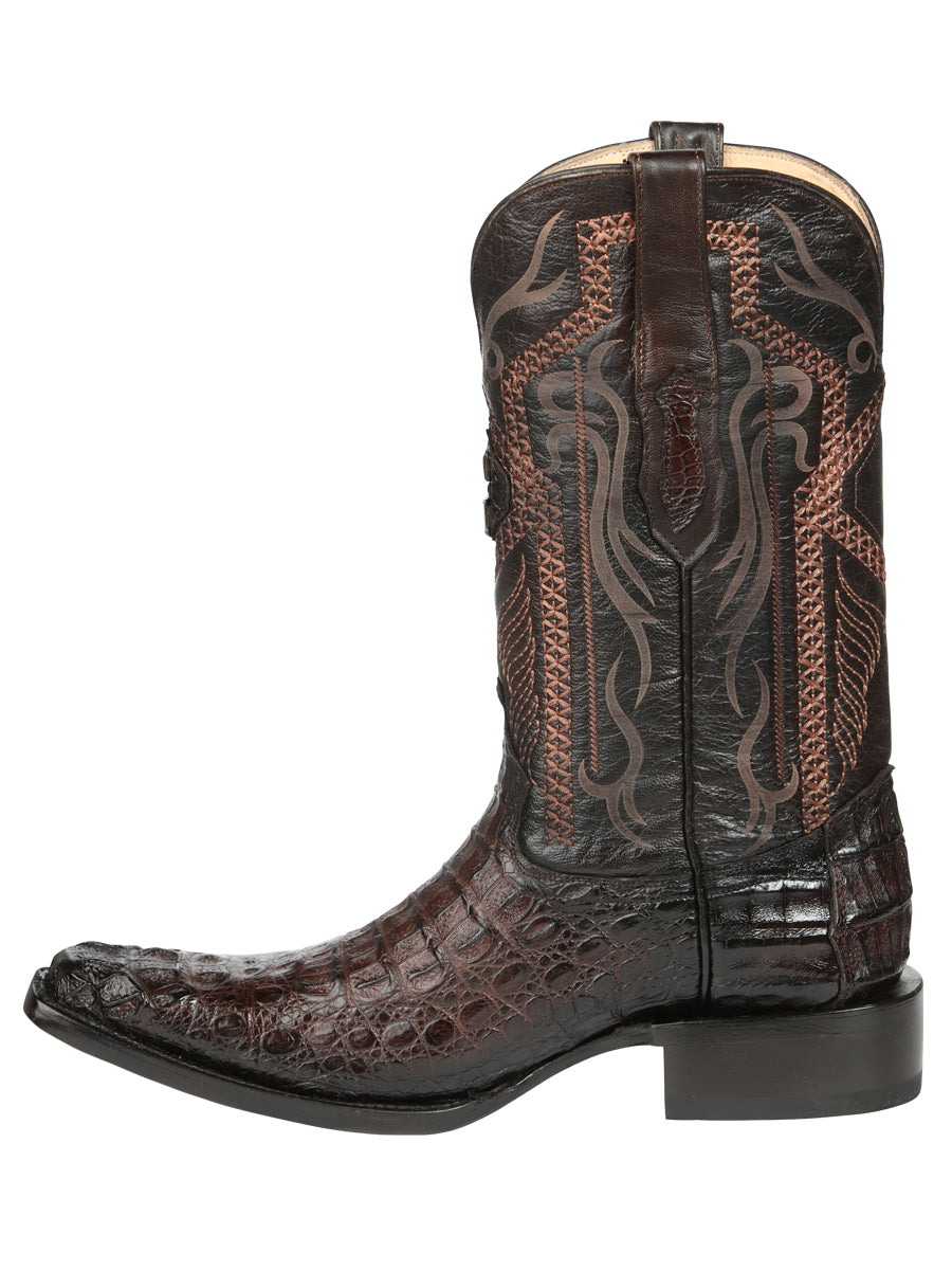 El General Men's Exotic Caiman Nuca Cowboy Boots - Brown 45082