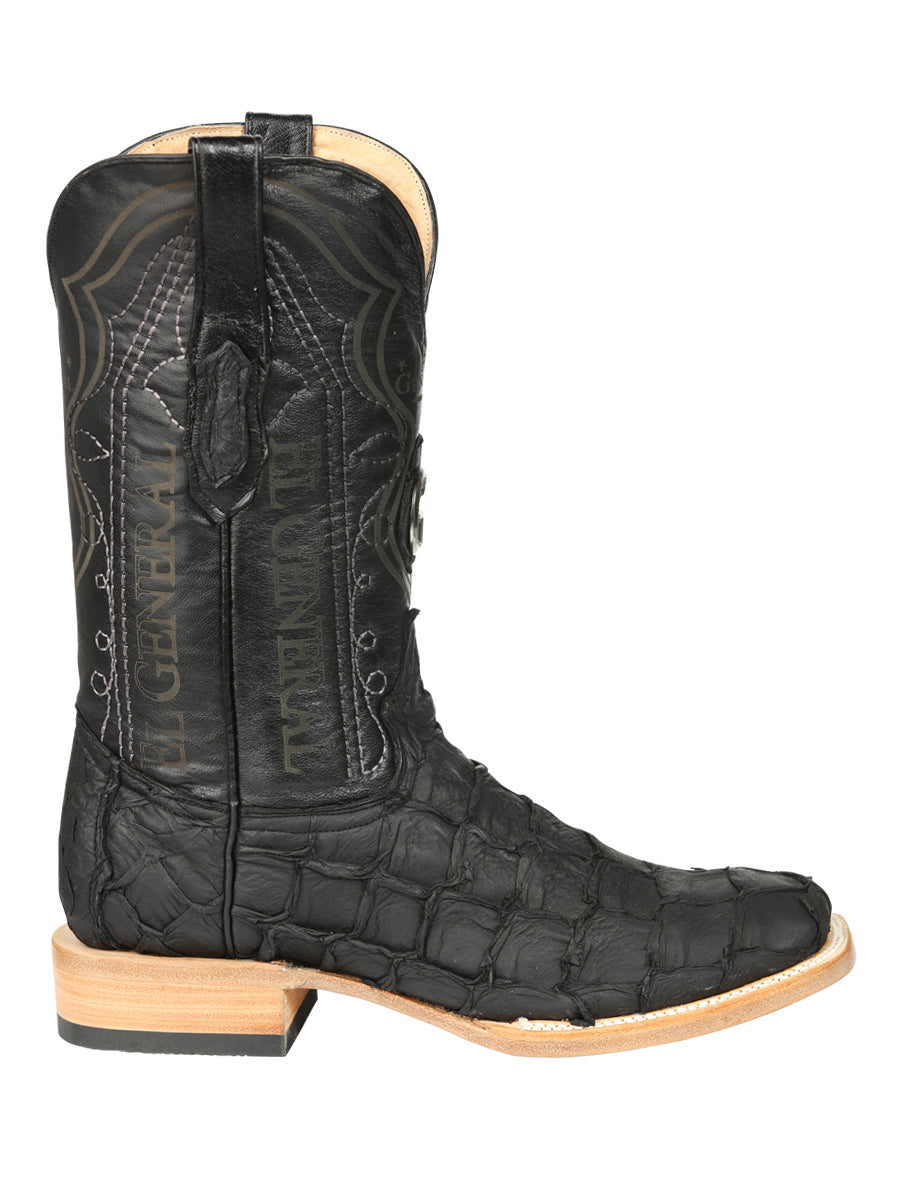 El General Men's Exotic Monster Fish Rodeo Cowboy Boots - Black  45083