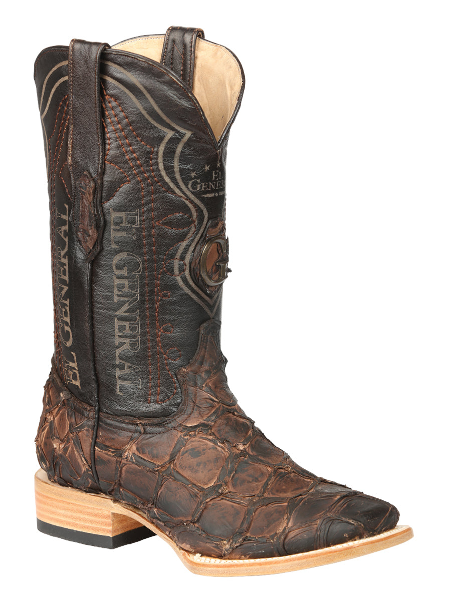 El General Men's Exotic Monster Fish Rodeo Cowboy Boots - Brown  45084