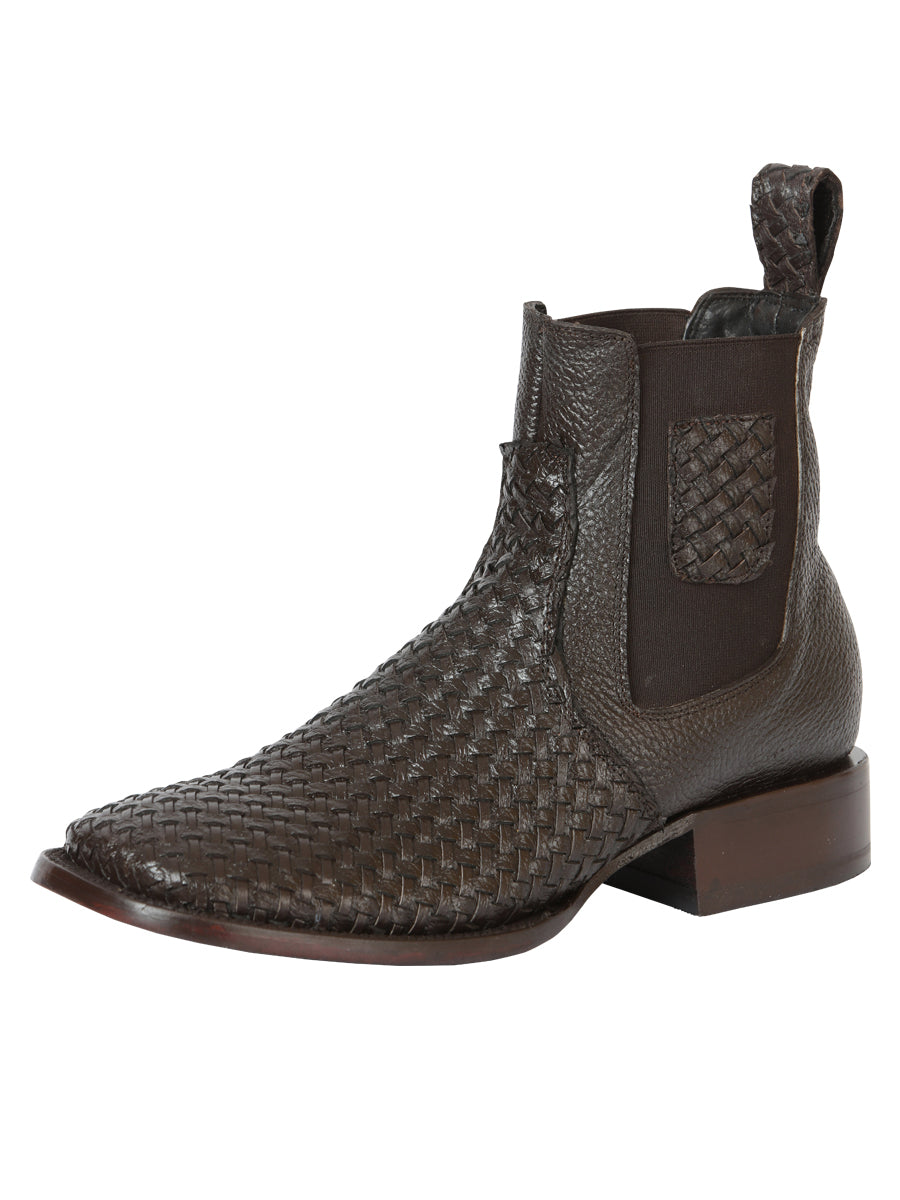 El General Men’s Rodeo Brown Petatillo Woven Ankle Boots 45177