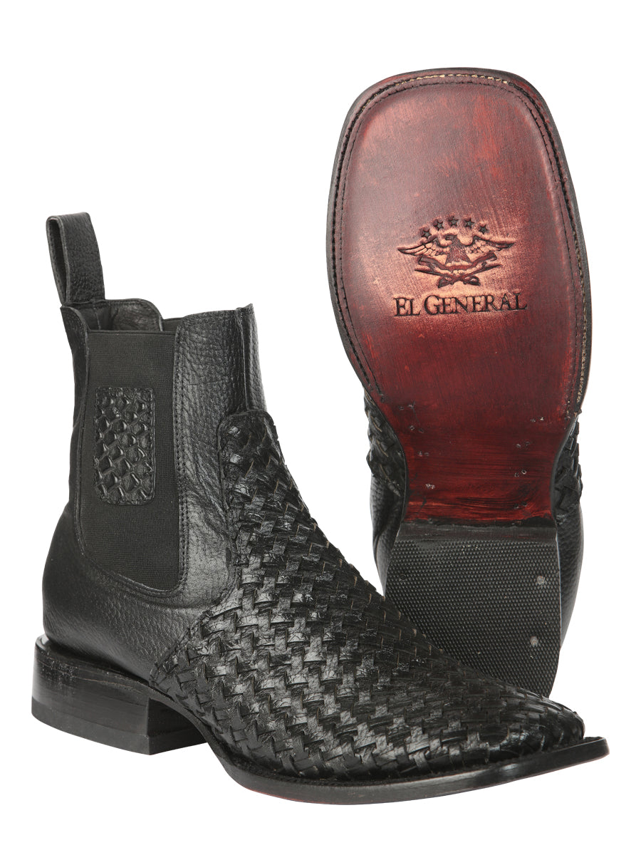 Botines tejidos Petatillo negros Rodeo para hombre de El General 45181