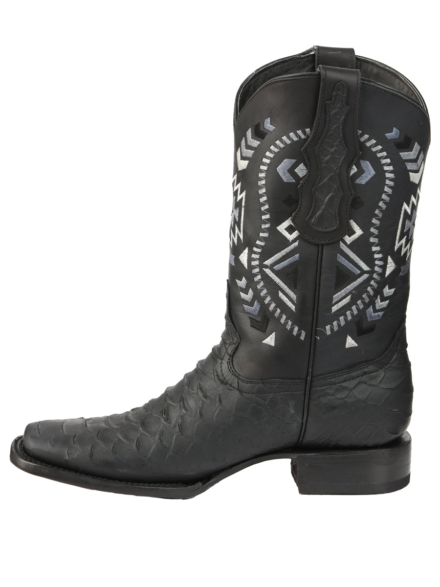 El General Men’s Black Python Imitation Rodeo Boots 45398