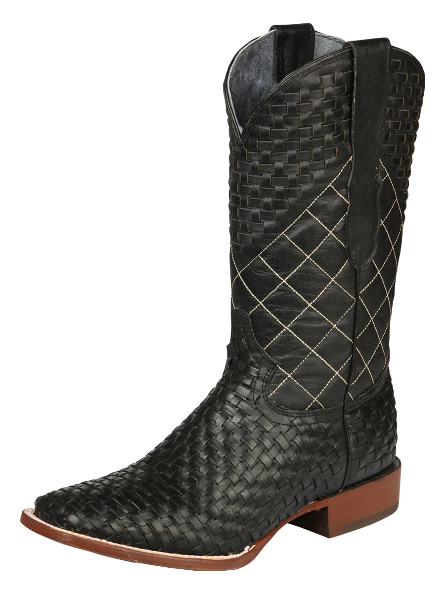 El General Men's Rodeo Boots Petatillo Leather - Black 45438