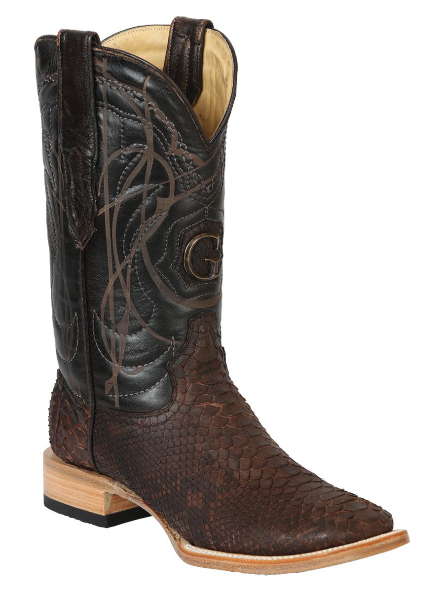 El General Men's Exotic Python Rodeo Boots - Brown 45502