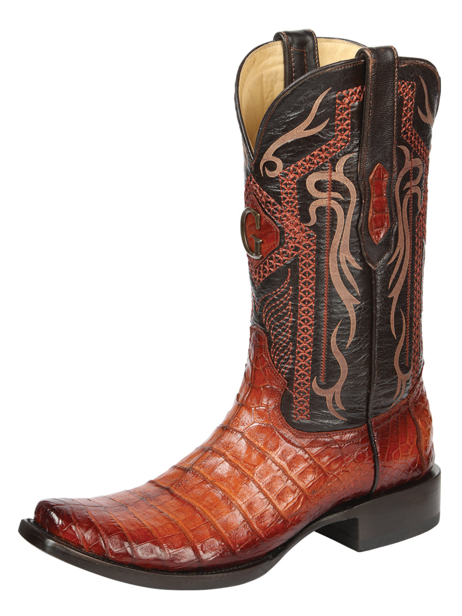 El General Men's Exotic Caiman Belly Cowboy Boots - Cognac  45520