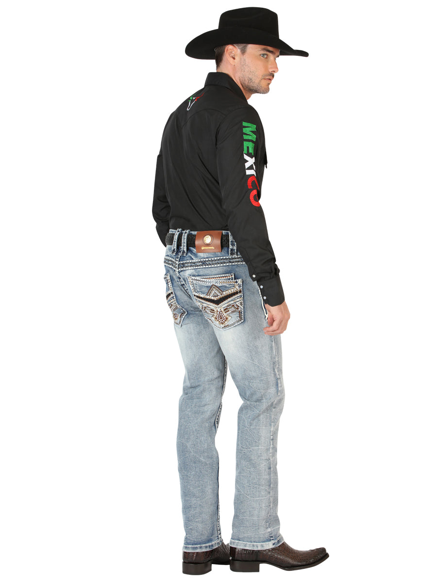 Centenario Men's Premium Denim Boot Cut Pants - Black 45532