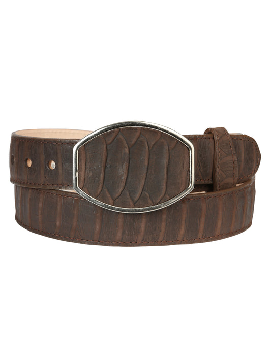 Men’s Western Belt El General Imitation Python - Brown 45570