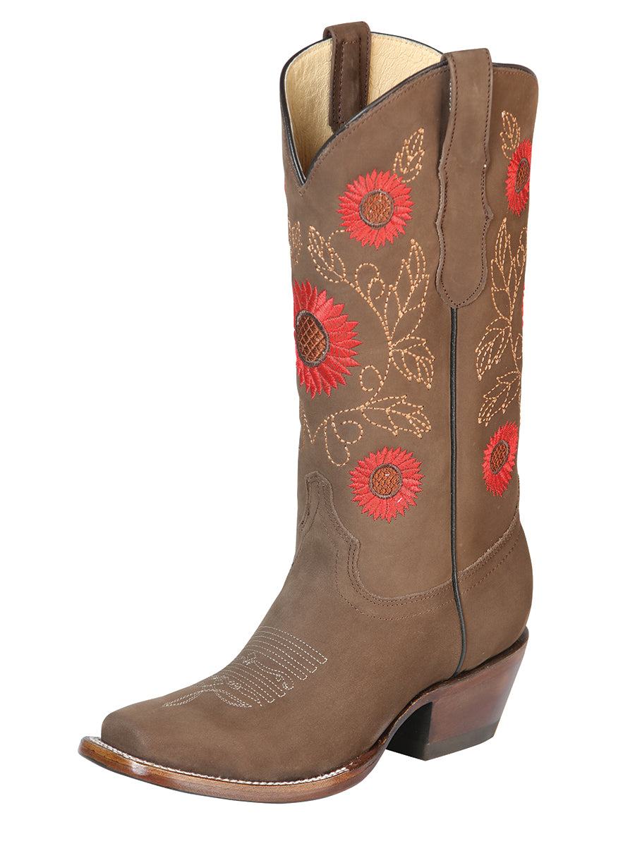El General Women’s Western Boots Nubuck Leather
 - Camel  51162