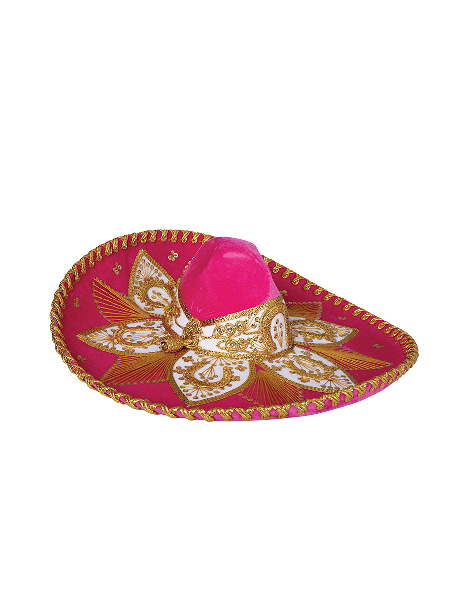 Adult Mexican Charro Hat Velvet Fuchsia/Gold 600763