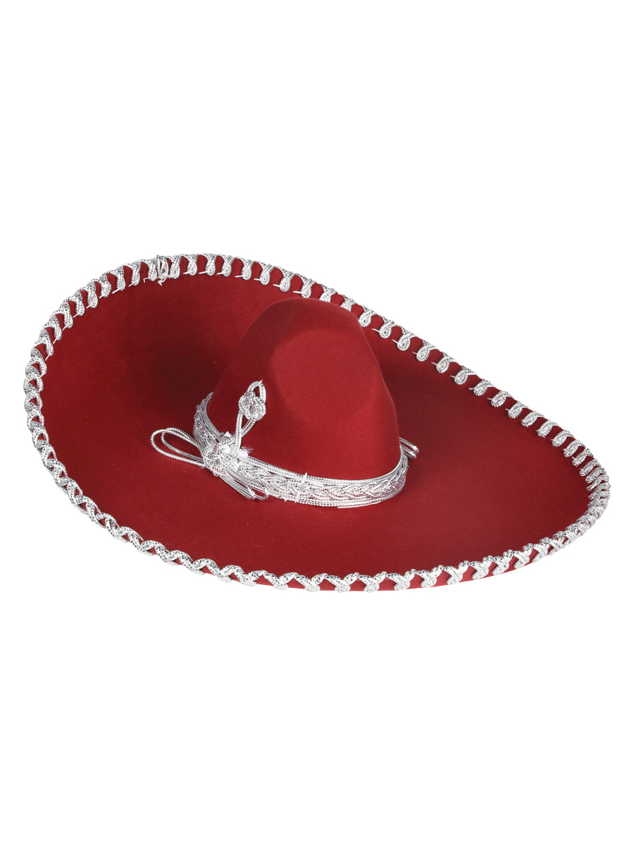 Adult 
Mexicanl Charro Hat Velvet Wine/Silver 602321