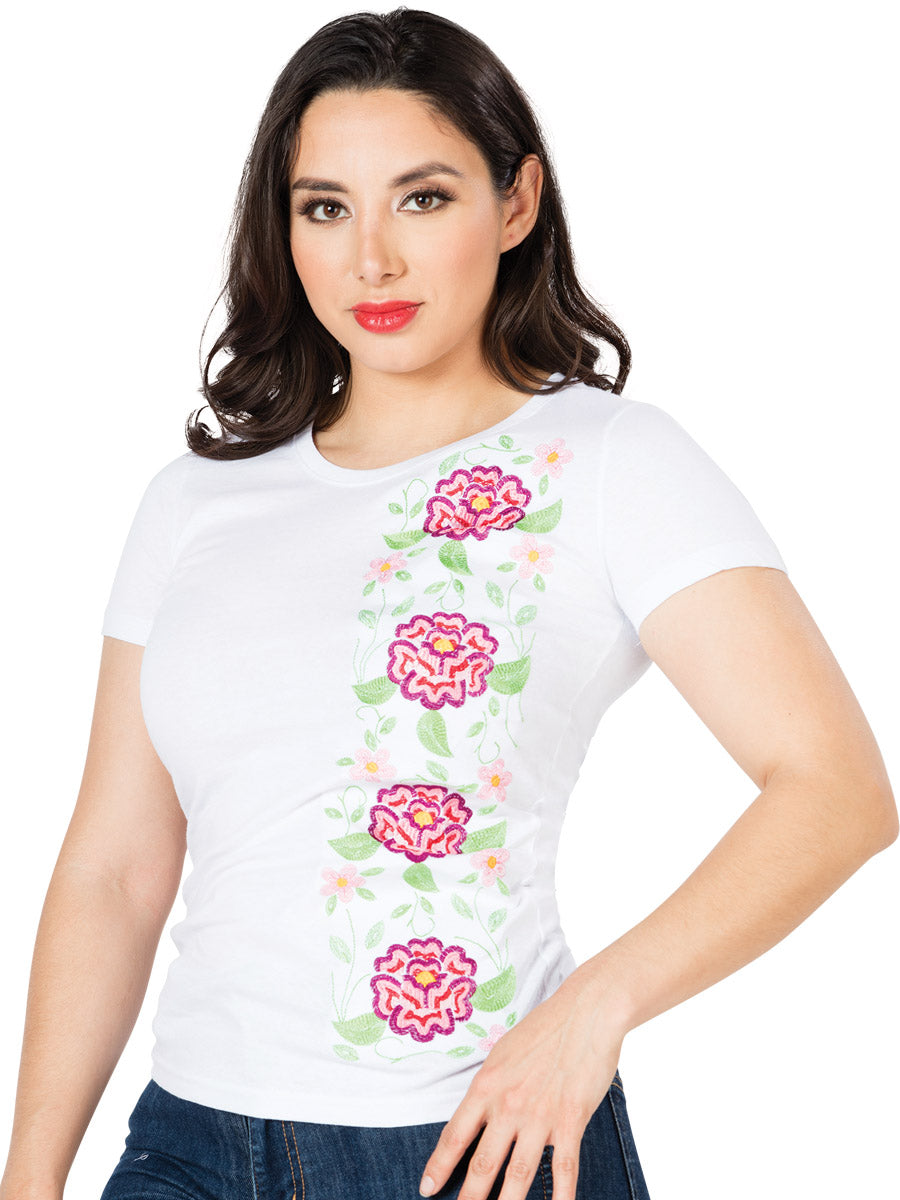 Camiseta bordada artesanal blanca 602748