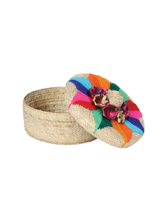 Artisanal Tortilla Warmer 100% Palm Leaf Multicolor Flower 602928