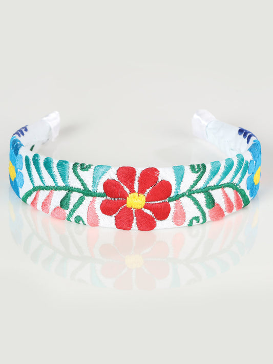 Artisanal Embroidered Headband 100% Cotton White 603107