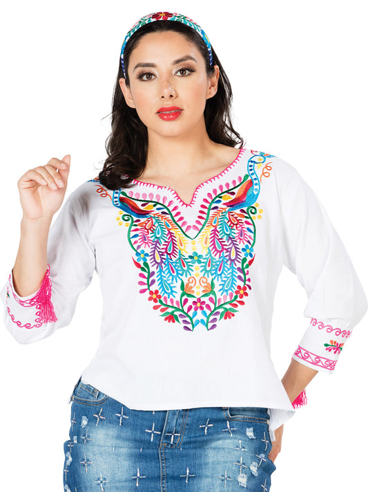 Artisanal Embroidered Blouse 100% Cotton White 603182