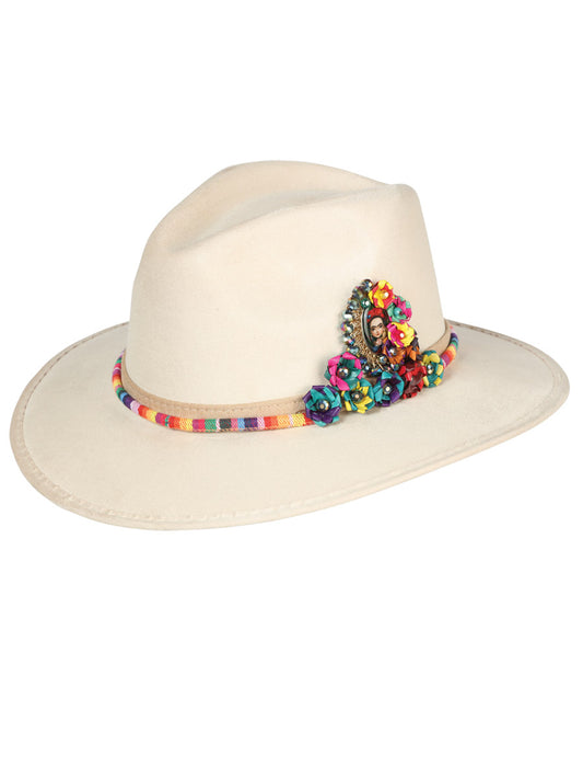 Sombrero Artesanal Frida Medallón Gamuza Beige 603664
