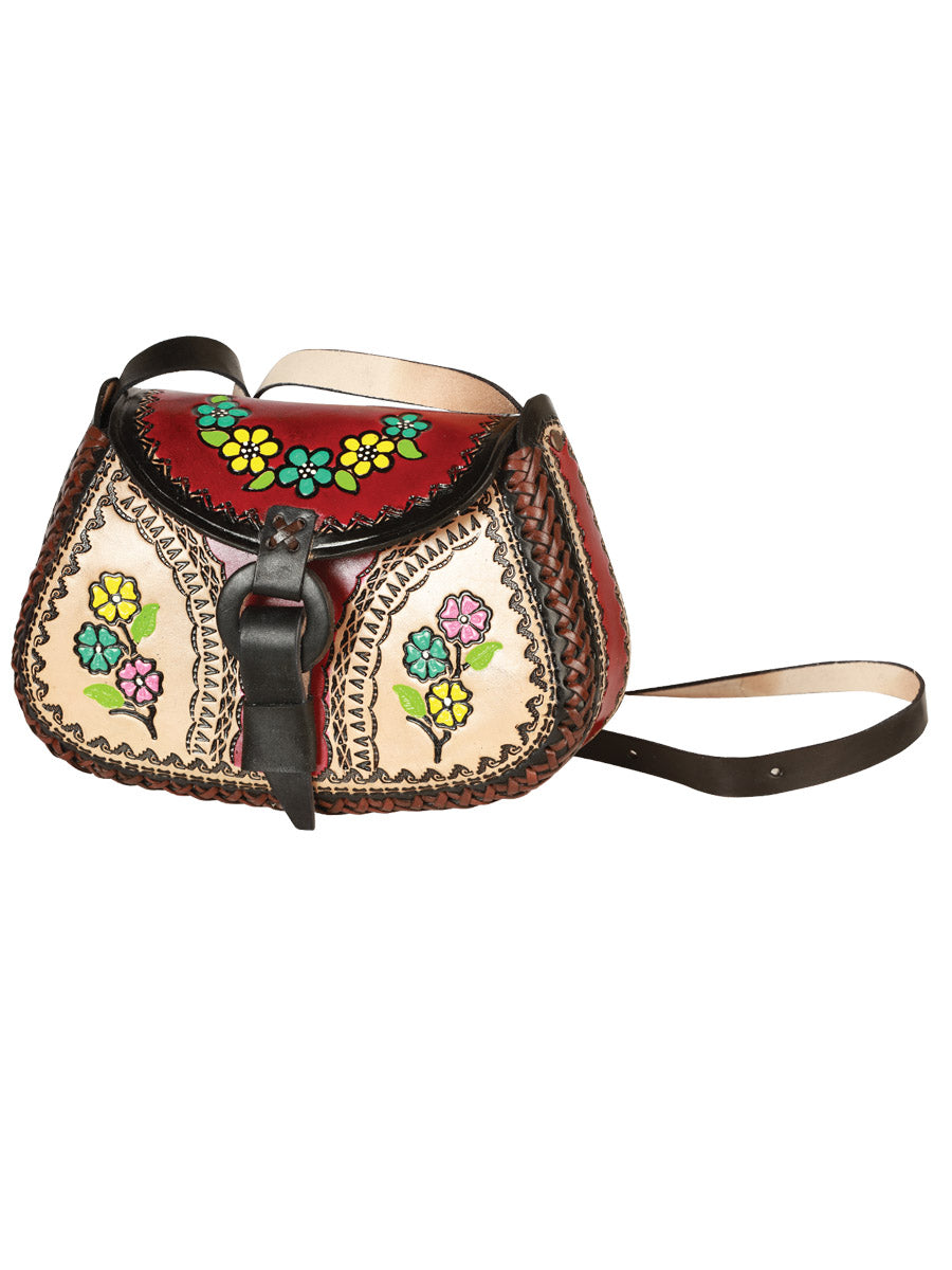 Bolso Artesanal de Piel Vino/Multicolor 603680