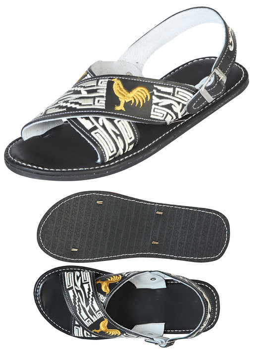 Mexican Artisanal Sandals 50% Leather, 50% Synthetic Black  603790