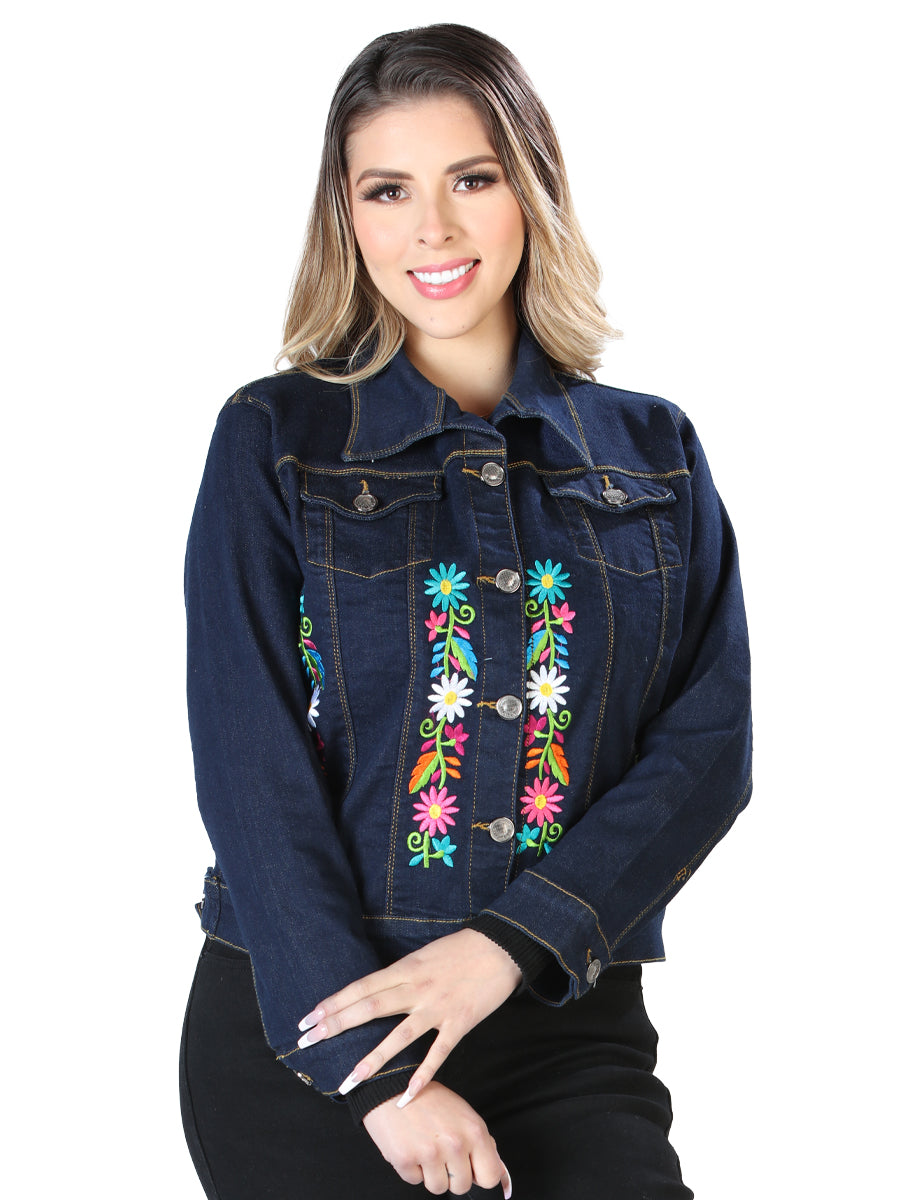 Chaqueta Bordada Artesanal 50% Algodón, 50% Poliéster Azul 603829