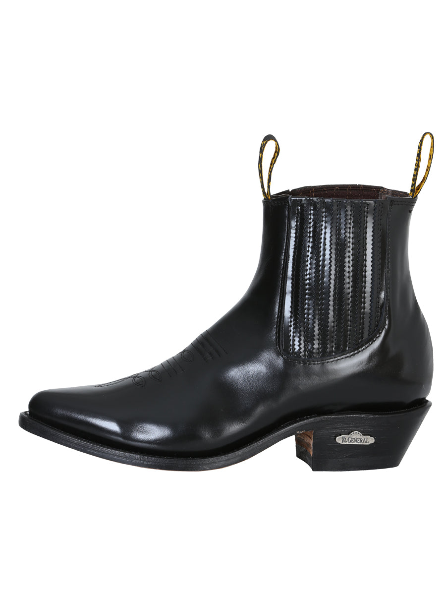 Ankle Cowboy Boot by El General - Black Chameleon 181