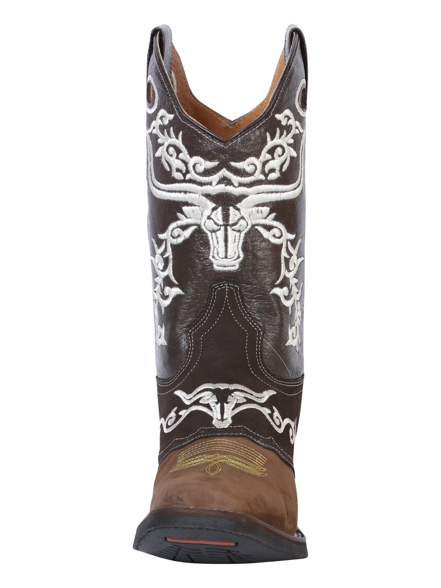 El General Rodeo Boot - Crazy  Brown/Dark Brown with Embroidery  34311