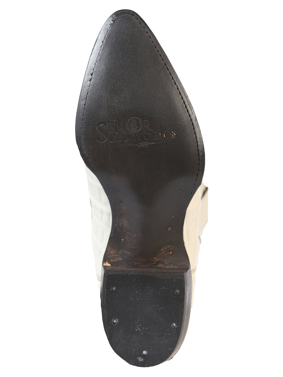 Bota Vaquera Hombre El Señor de los Cielos - Piel Estampado Cola Caimán - Hueso 40845