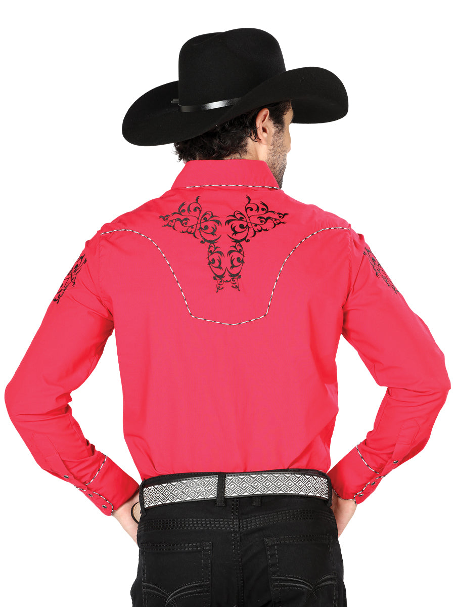 El General Embroidery Western Shirt Red/Black 40992