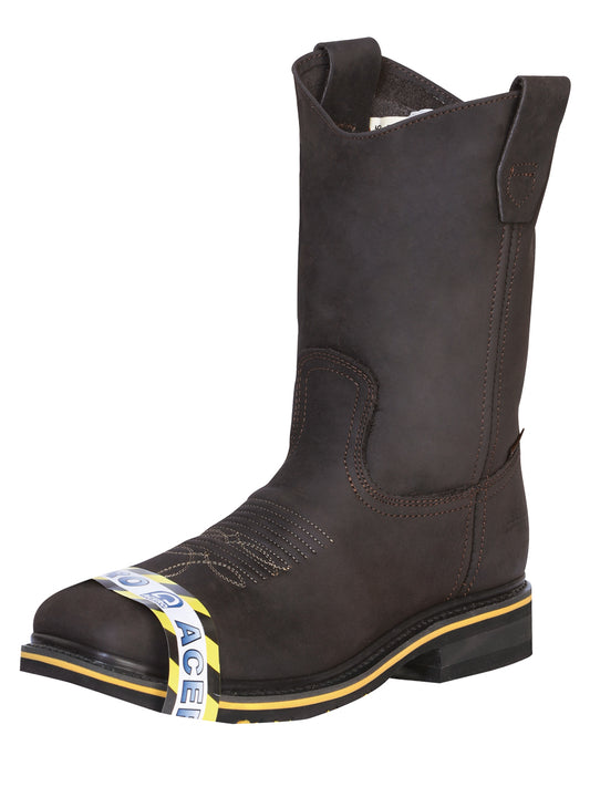 Bota Rodeo Establo para hombre - Cuero Crazy Chocolate con puntera de acero 41545