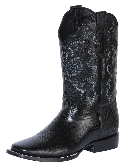 Bota de rodeo El General para hombre - Imitación de lagarto - Negra 41904
