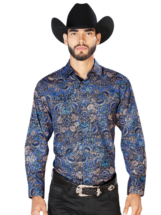 Navy Blue Casual Long Sleeve Shirt 43860