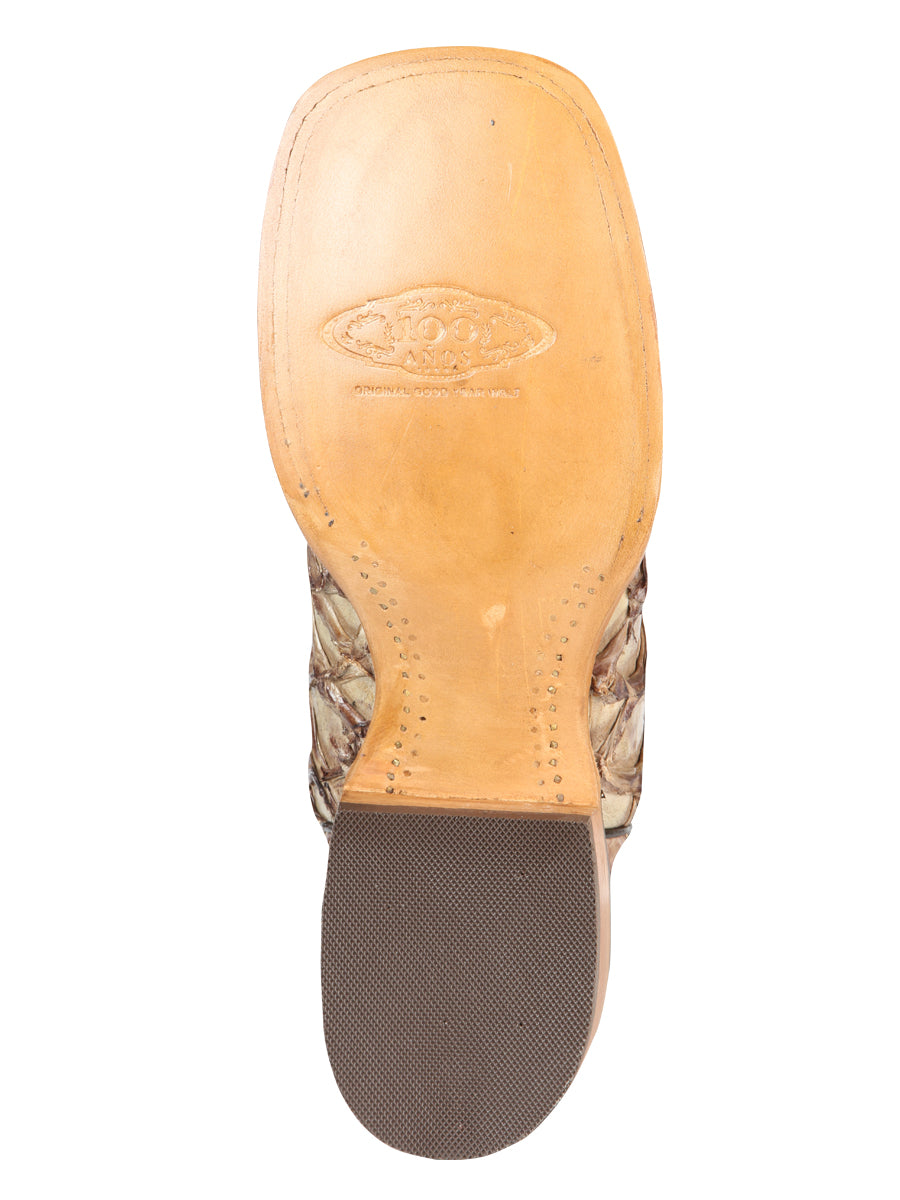 El General Men's Exotic Monster Fish Rodeo Boots - Cream 44114