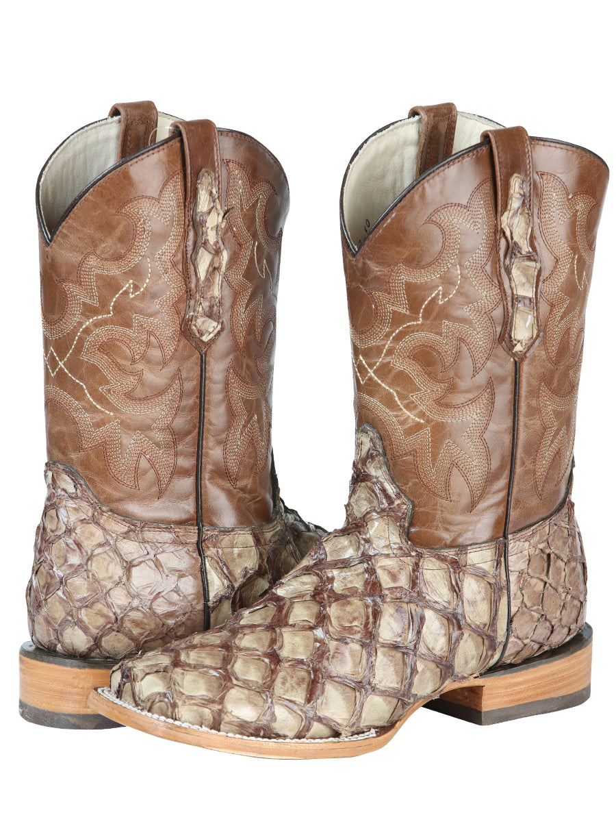 El General Men's Exotic Monster Fish Rodeo Boots - Cream 44114