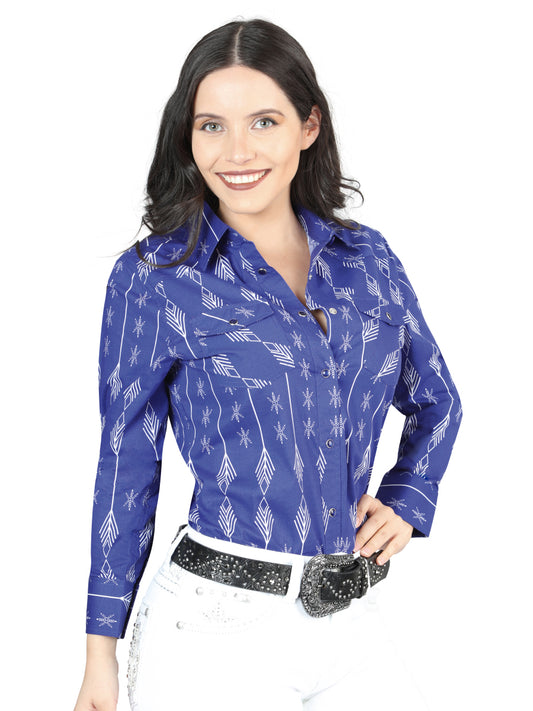 Casual Long-Sleeve Shirt by El General Blue/White 44437