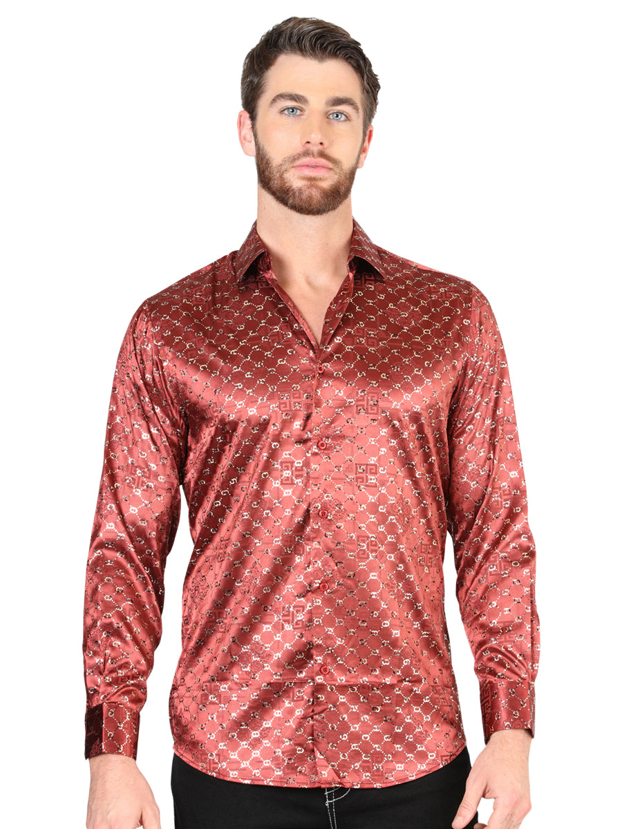 El General Burgundy/Gold Casual Long-Sleeve Shirt 44546