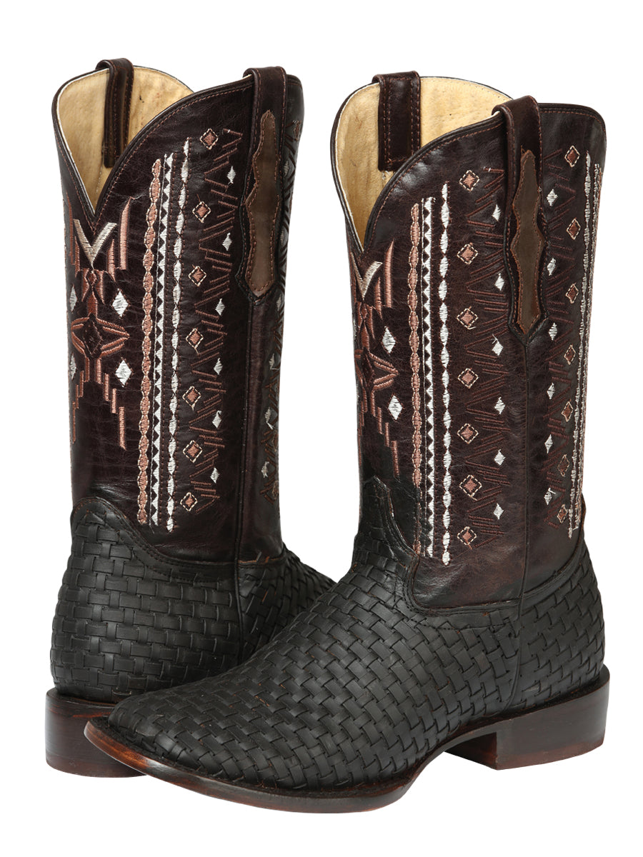 Botas de rodeo de cuero para hombre El General Petatillo - Marrón loco 44861