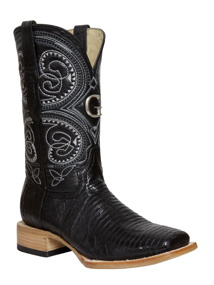 Botas vaqueras de rodeo con lagarto exótico El General para hombre - Negro 45069