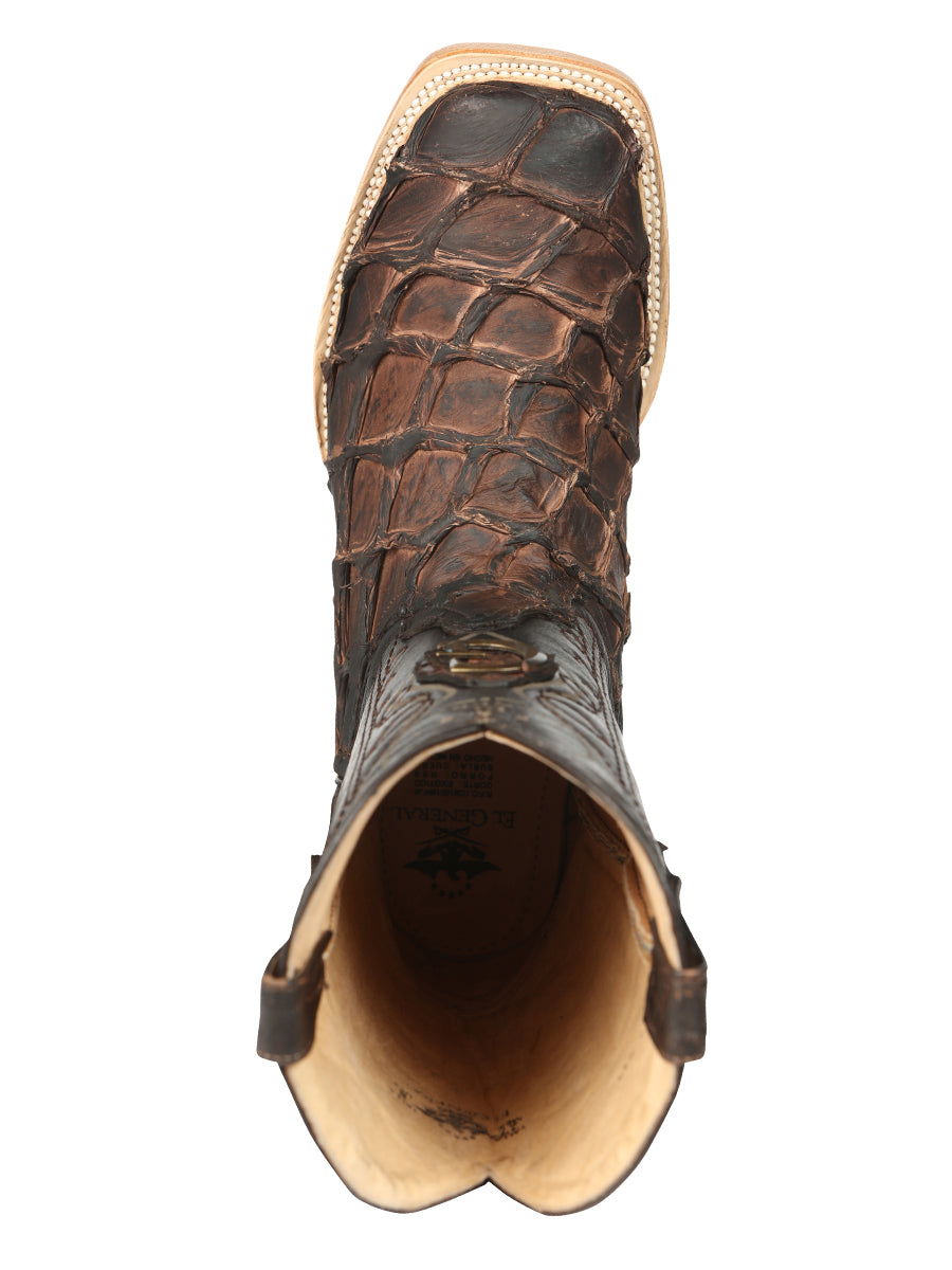 El General Men's Exotic Monster Fish Rodeo Cowboy Boots - Brown  45084